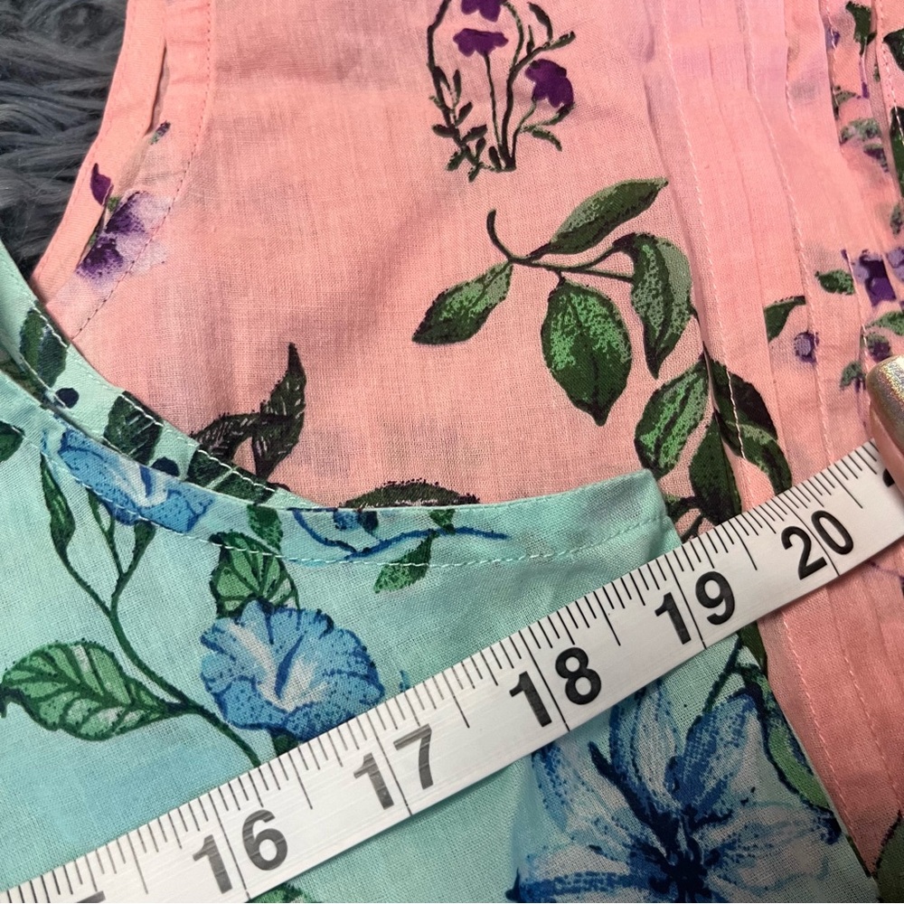 Hummingbird Tunic Blouses or swim coverup in pink and aqua - Picture 2 of 5